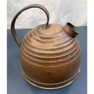 Vintage Art Deco Beehive Shaped Copper Tea Kettle Gorgeous Patina 1930’s